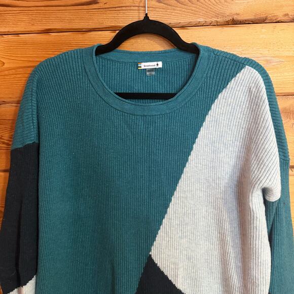 Smartwool Teal and Gray Colorblock Sweater - Picture 2 of 5